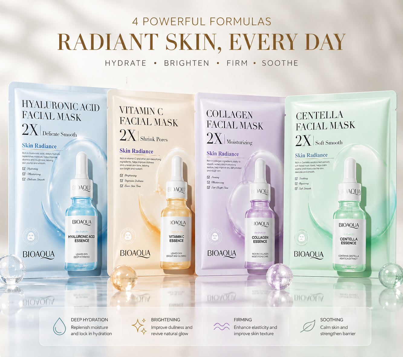 Overnight Collagen Repair Mask – Centella, Hyaluronic Acid & Vitamin C Glow Treatment (5 or 20 Pack)